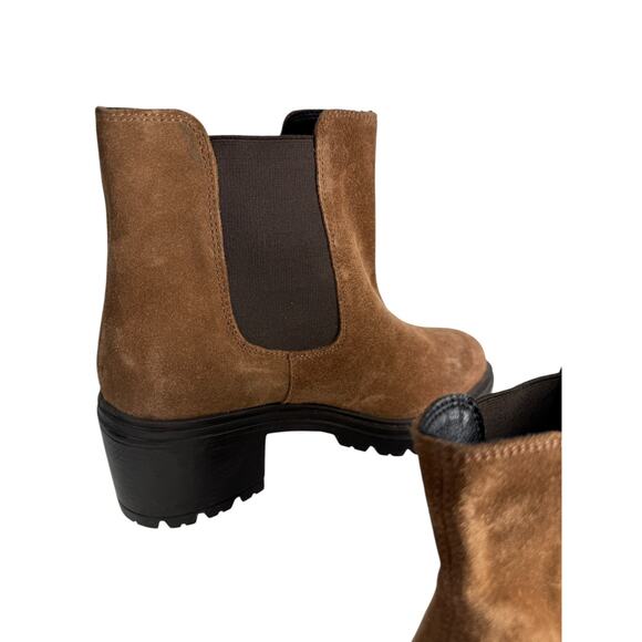 GEOX Leather Boots Size 8 Brown Ankle Chelsea Pull On Lug Sole NWOB - Picture 6 of 10